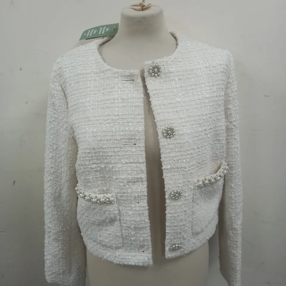 H&M TEXTURED CREAM BLAZER - EUR M