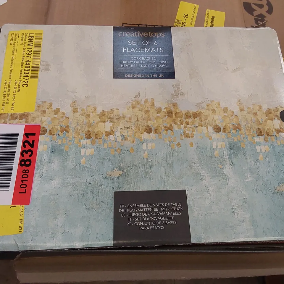 BOXED SET OF 6 CREATIVE TOPS GOLDEN REFLECTIONS PREMIUM PLACEMATS (1 BOX)