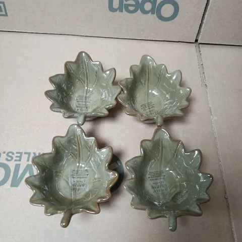 BOX OF APPROX 32 GISELA GRAHAM LONDON PORCELAIN MINI BOWL - GREEN LEAF