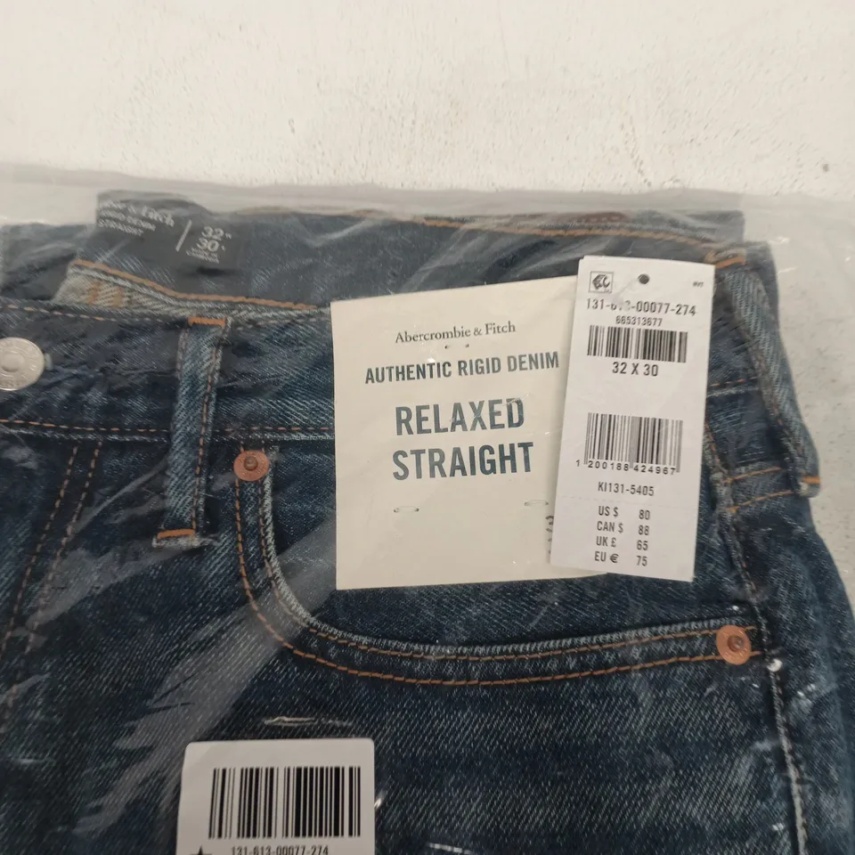 ABERCROMBIE & FITCH AUTHENTIC RIGID DENIM RELAXED STRAIGHT JEANS – UK 32 X 30