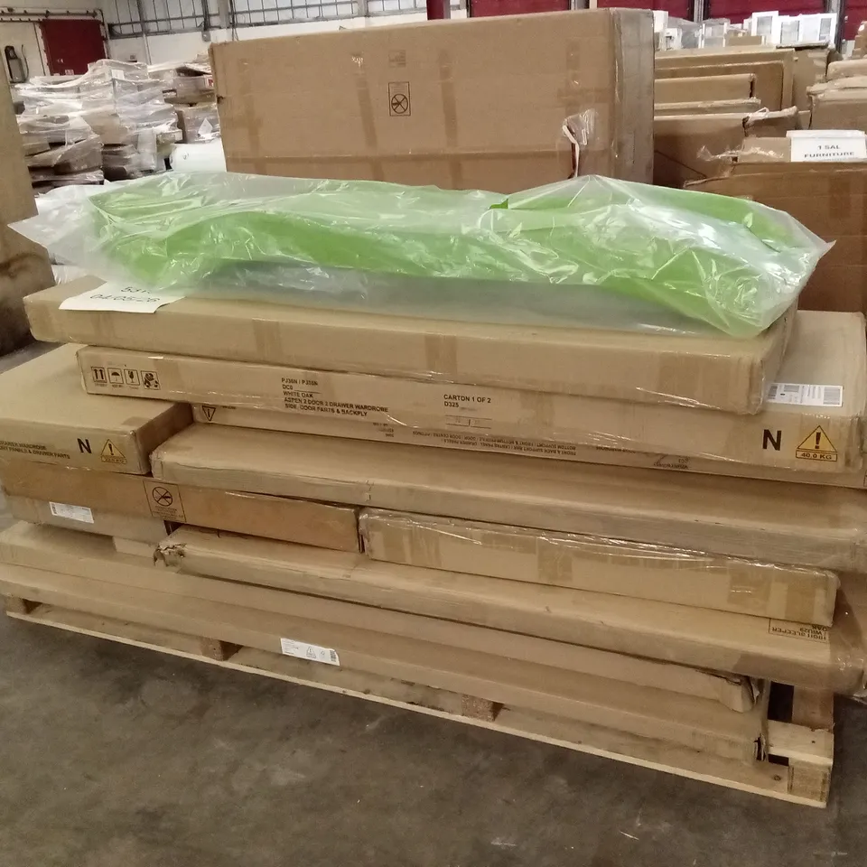 PALLET OF INCOMPLETE DESIGNER FURNITURE PARTS AND PIECES