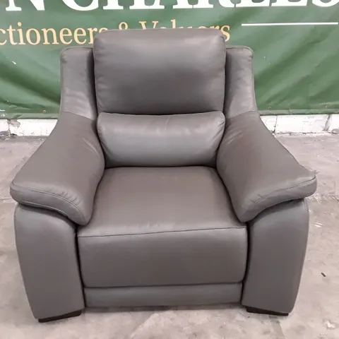 QUALITY ITALIAN DESIGNER DEGANO ELECTRIC RECLINER CHAIR WITH SMALL ARMS - GREY ANTHRACITE LEATHER