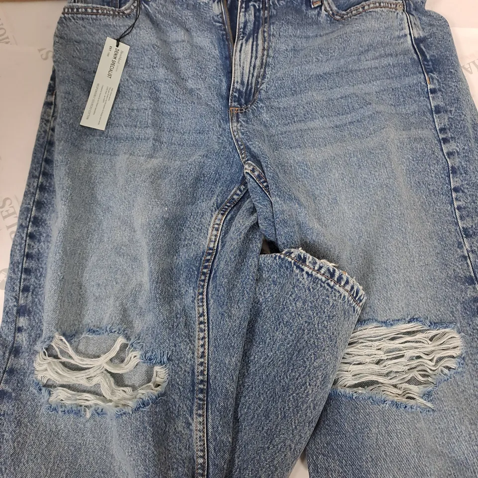 RIVER ISLAND DENIM RELAXED STRAIGHT JEANS - 16S