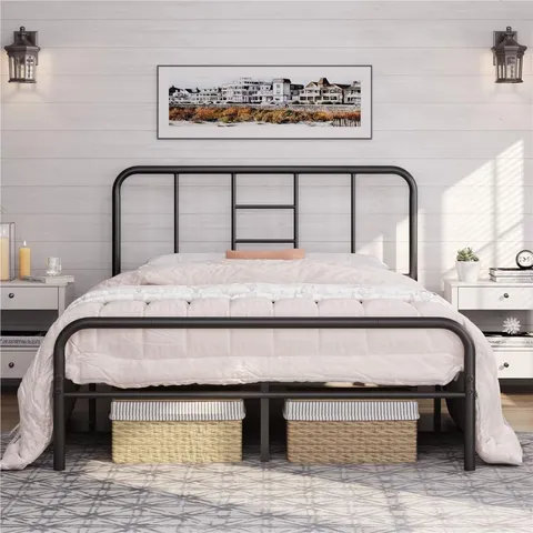 BOXED YAHEETECH BED FRAME - BLACK, 135 x 190CM 