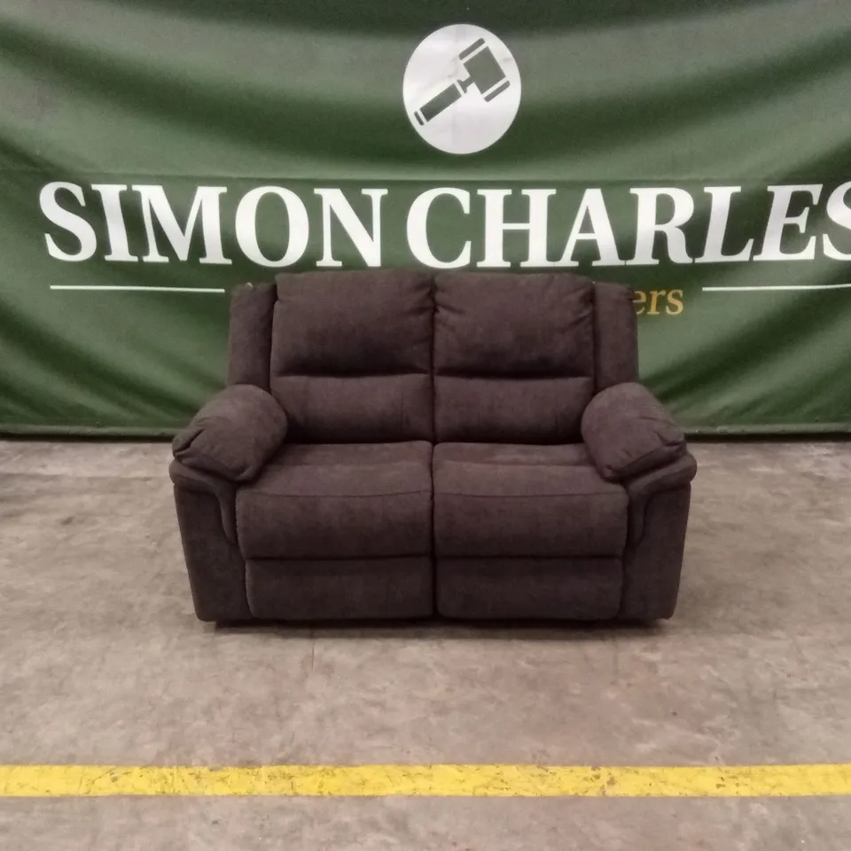 ALBION FABRIC 2 SEATER HIGH BACK MANUAL RECLINER SOFA - CHARCOAL RRP £579