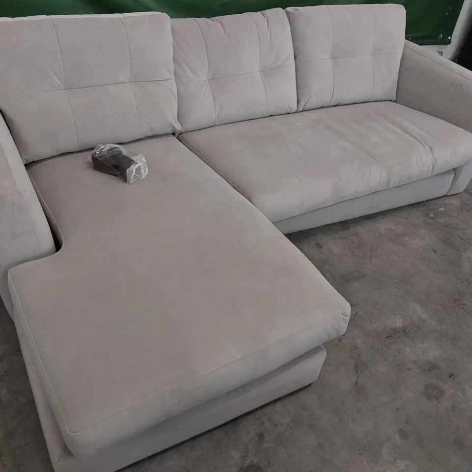 QUALITY BRITISH DESIGNER LOUNGE Co HERMIONE CORNER CHAISE SOFA QUIET FAWN PLUSH FABRIC