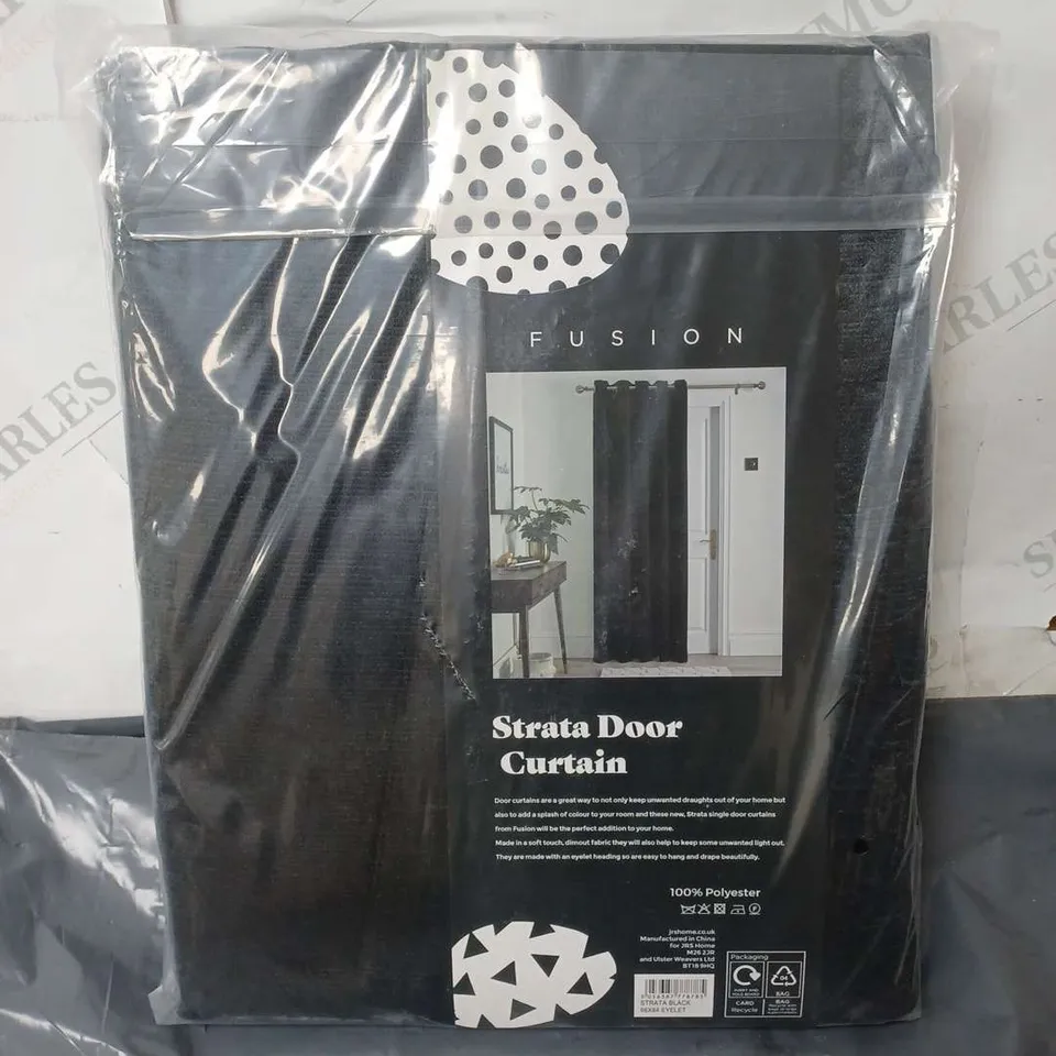 FUSION STRATA EYELET DOOR CURTAIN IN BLACK (66x84)