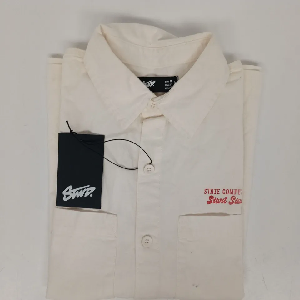 PULL & BEAR STWD LONG SLEEVE SHIRT IN CREAM SIZE MEDIUM