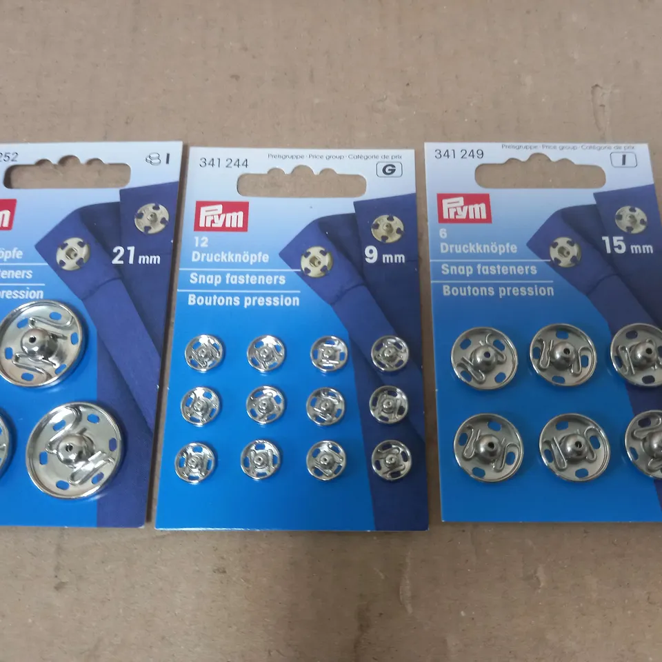 LOT OF 18 ASSORTED PACKS OF PRYN SNAP FASTENERS