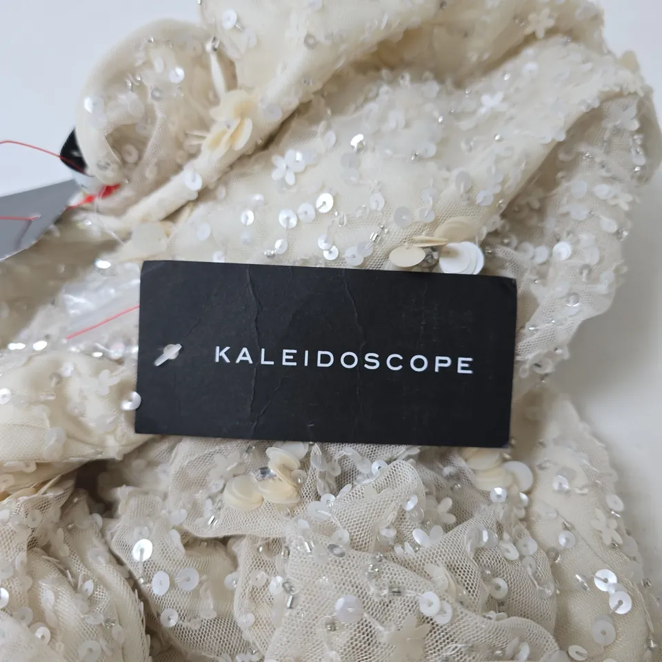 KALEIDOSCOPE CREAM SEQUIN DRESS – LONG SLEEVE, KNEE-LENGTH UK 14 (EU 42)