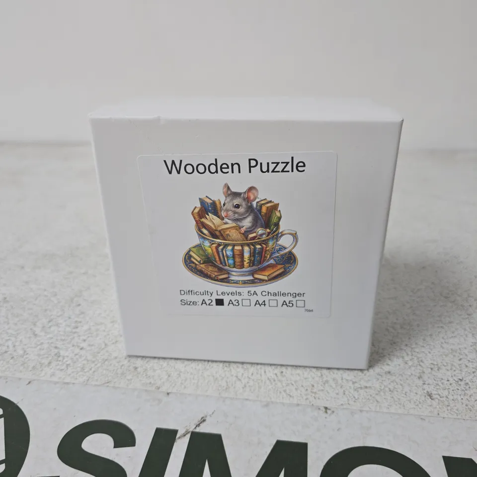 WOODEN PUZZLE – MOUSE IN TEACUP ARTWORK, 5A CHALLENGER (A2 / A3 / A4 / A5)
