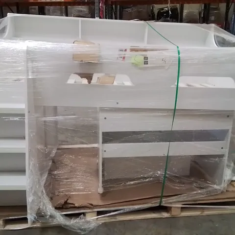 BINNE SINGLE 3 DRAWER BED FRAMES WITH BUILT IN DESK WHITE