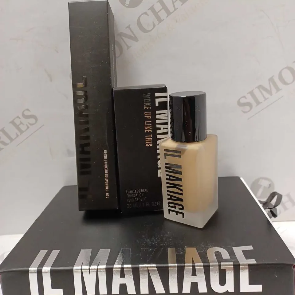 LOT OF 2 IL MAKIAGE PRODUCTS TO INCLUDE WOKE UP LIKE THIS FLAWLESS BASE FOUNDATION 30ML - 060 & FOUNDATION BLENDING BRUSH 100 