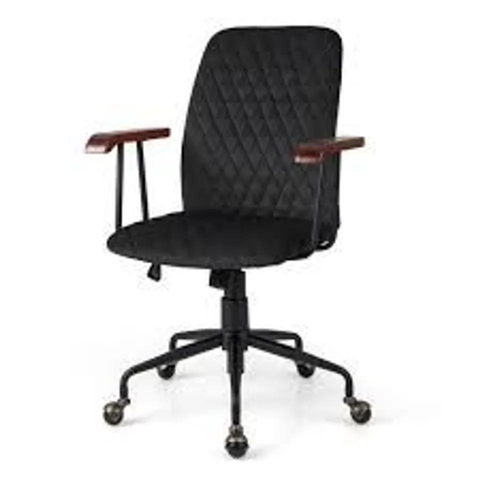 BOXED COSTWAY BLACK VELVET ADJUSTABLE ROCKING OFFICE CHAIR