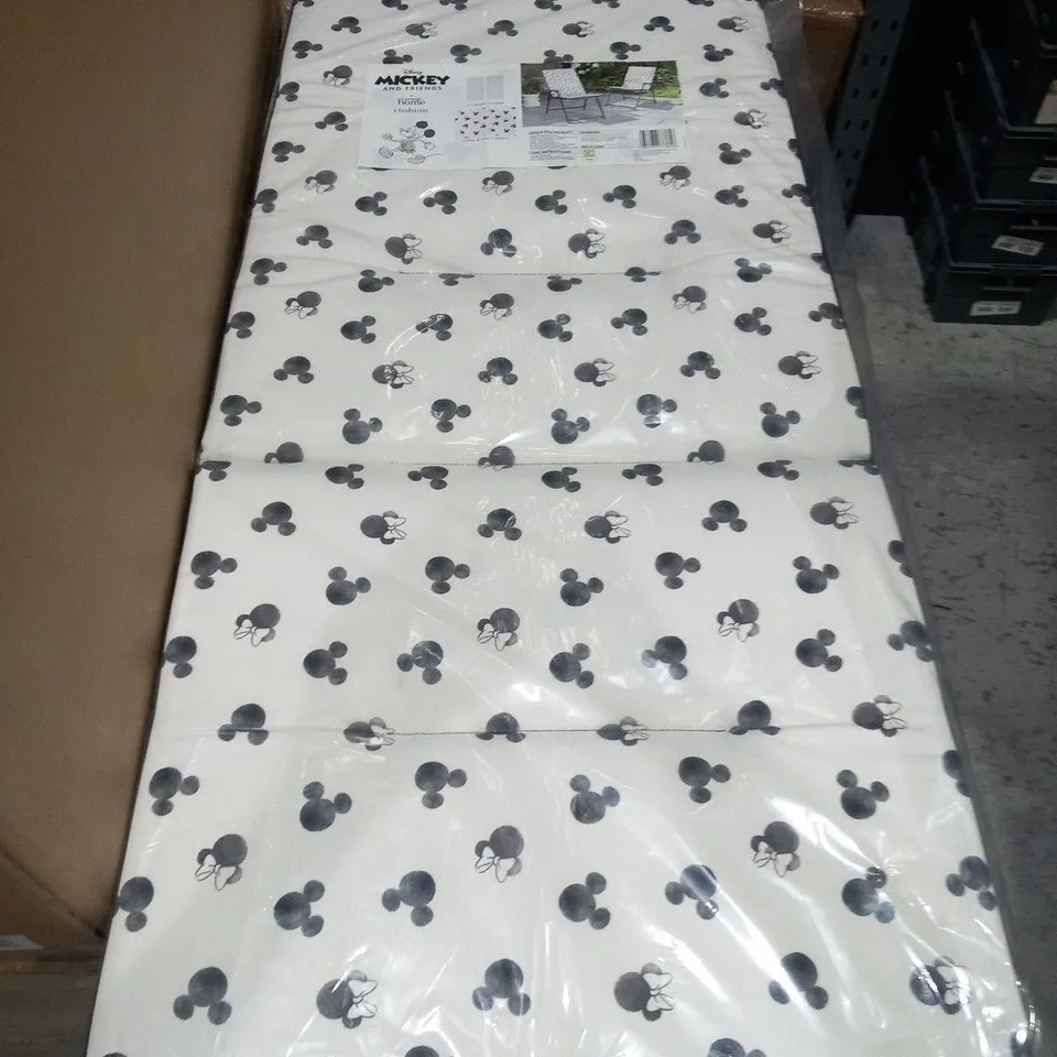 APPROXIMATELY 6 SETS OF TWO BRAND NEW DISNEY MICKEY MOUSE AND FRIENDS MICKEY AND MINNIE MOUSE PATTERN MIAMI CUSHIONS(ONE BOX)