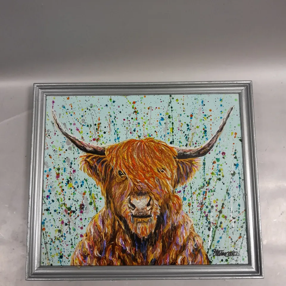 FRAMED HIGHLAND COW PAINTING 