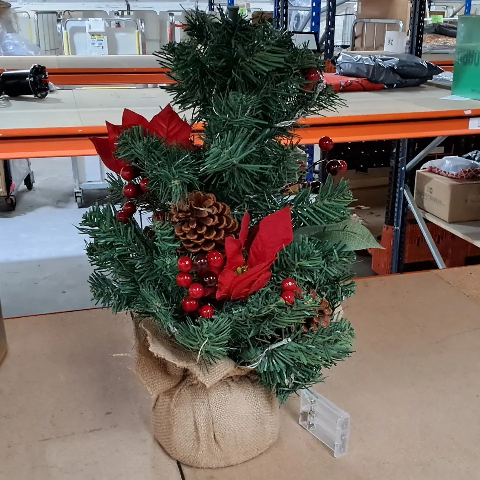 24 INCH POINSETTIA TABLE TOP PRE LIT CHRISTMAS TREE