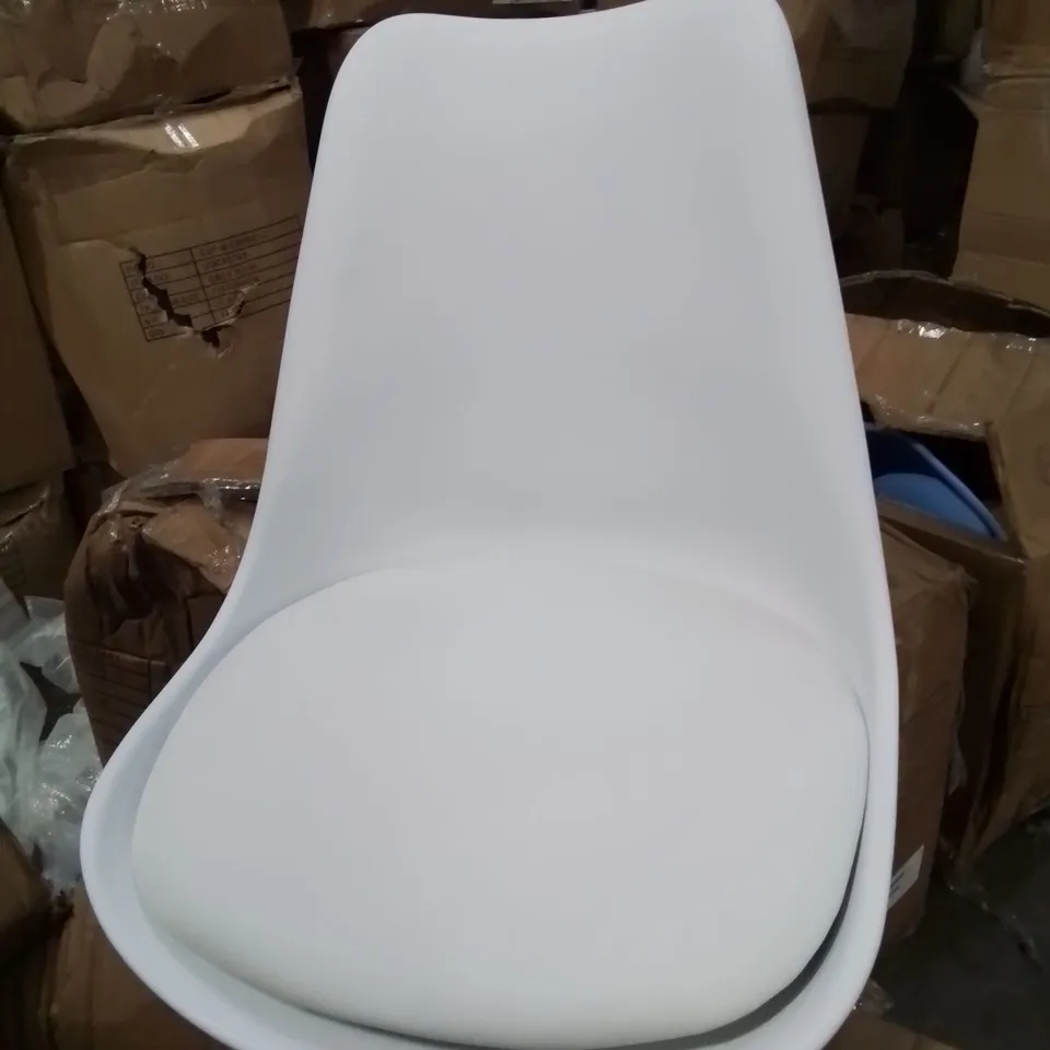 BOXED PLASTIC BACK, PADDED SEAT WHITE SIDE/DINING  CHAIR