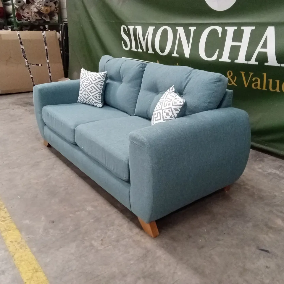 PRENT FABRIC 3 SEATER SOFA - TEAL RRP £799