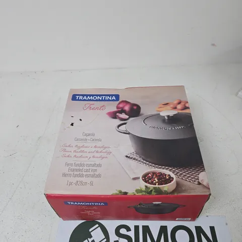 TRAMONTINA TRENTO ENAMELLED CAST IRON CASSEROLE, 28 CM, 6 L – BOXED