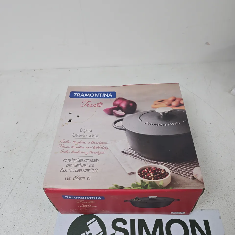 TRAMONTINA TRENTO ENAMELLED CAST IRON CASSEROLE, 28 CM, 6 L – BOXED