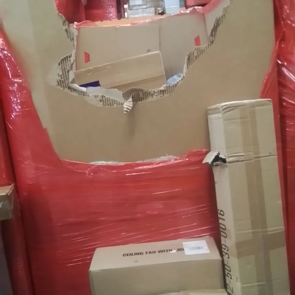 PALLET OF ASSORTED HOUSEHOLD GOODS AND PRODUCTS TO INCLUDE;SMART AIR PURIFIER,CEILING FAN WITH LIGHT