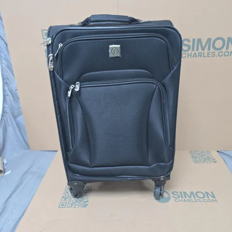 BLACK FOUR-WHEEL TRAVEL SUITCASE WITH FRONT POCKETS – LUGGAGE & TRAVEL ACCESSORIES