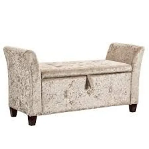BOXED VIDA DESIGNS SEVILLE STORAGE OTTOMAN - CRUSHED VELVET CHAMPAGNE