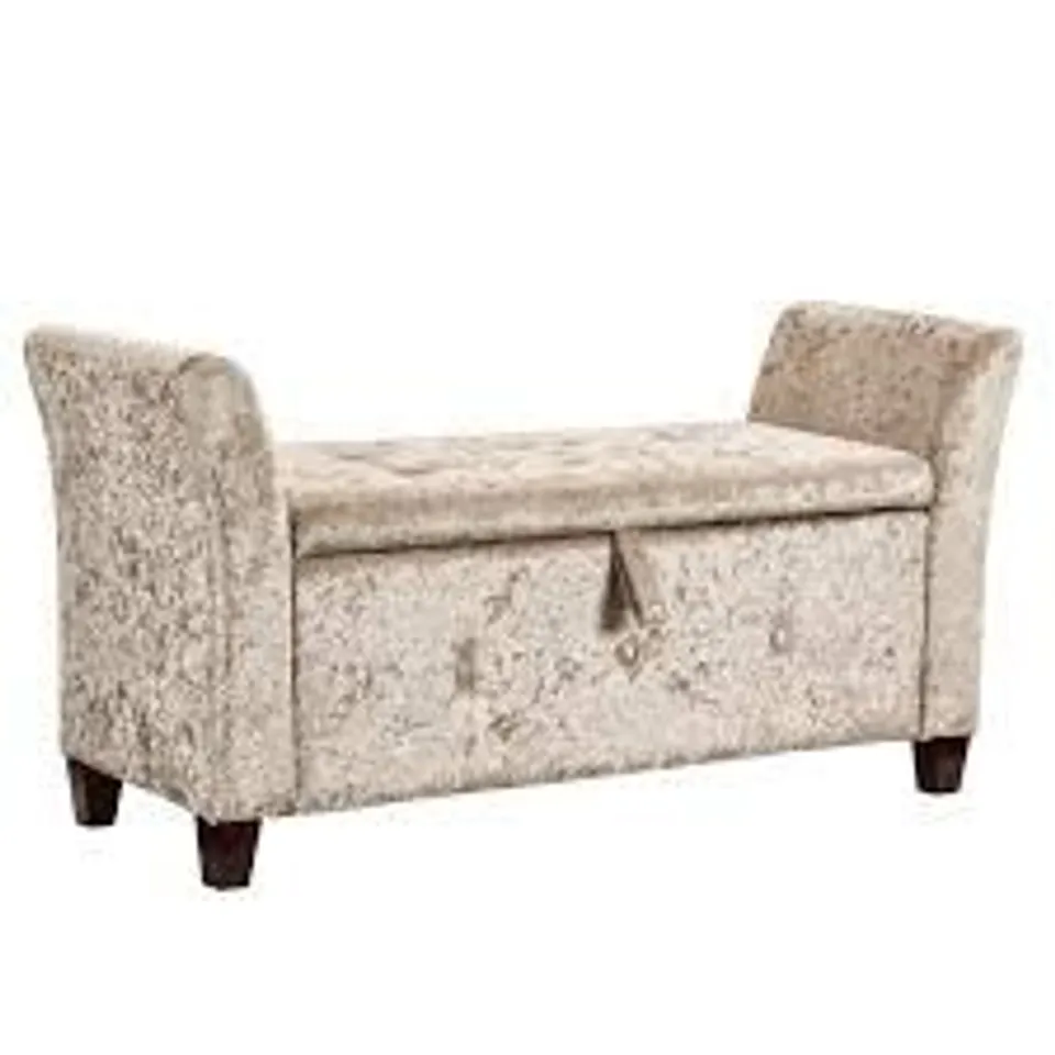 BOXED VIDA DESIGNS SEVILLE STORAGE OTTOMAN - CRUSHED VELVET CHAMPAGNE
