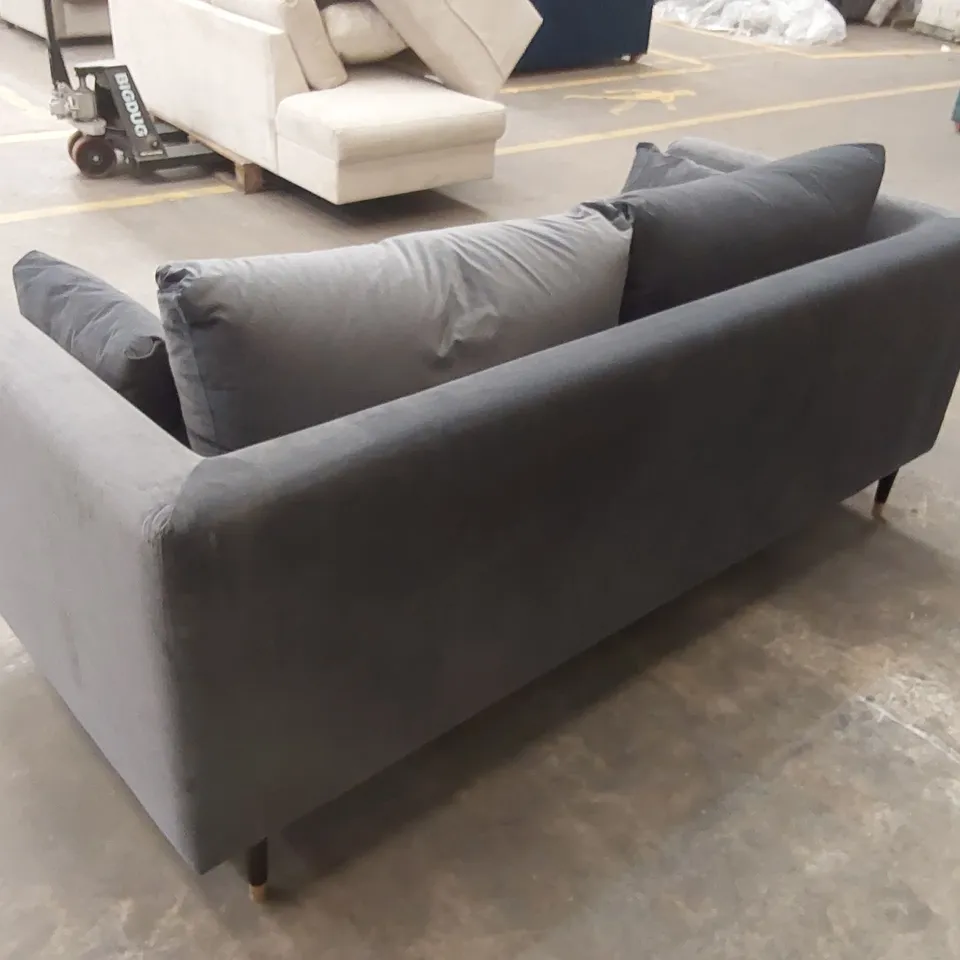DANETTI ELSIE 3 SEATER SOFA VELVET SOFA - DARK GREY VELVET