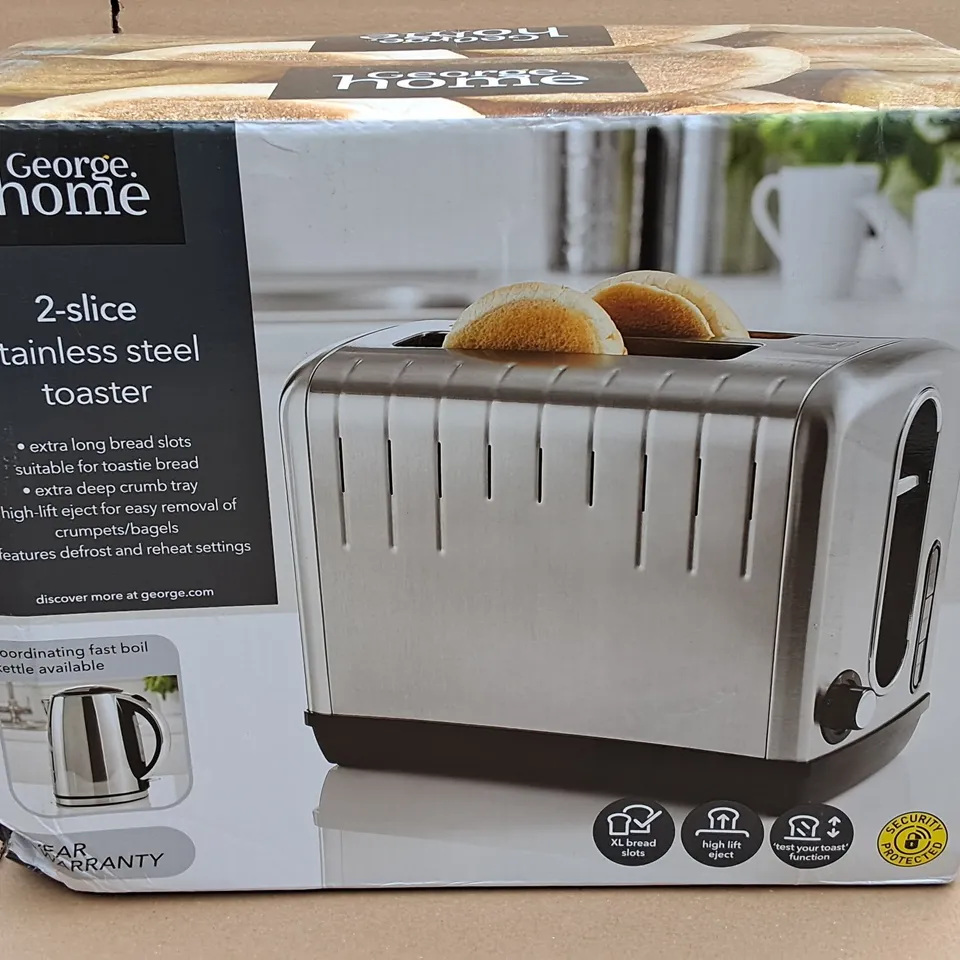 BOXED 2-SLICE STAINLESS STEEL TOASTER 