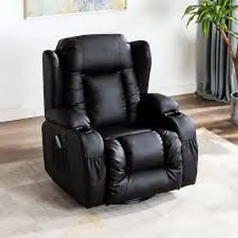BOXED CAESAR BLACK FAUX LEATHER MANUAL RECLINING EASY CHAIR (2 BOXES)