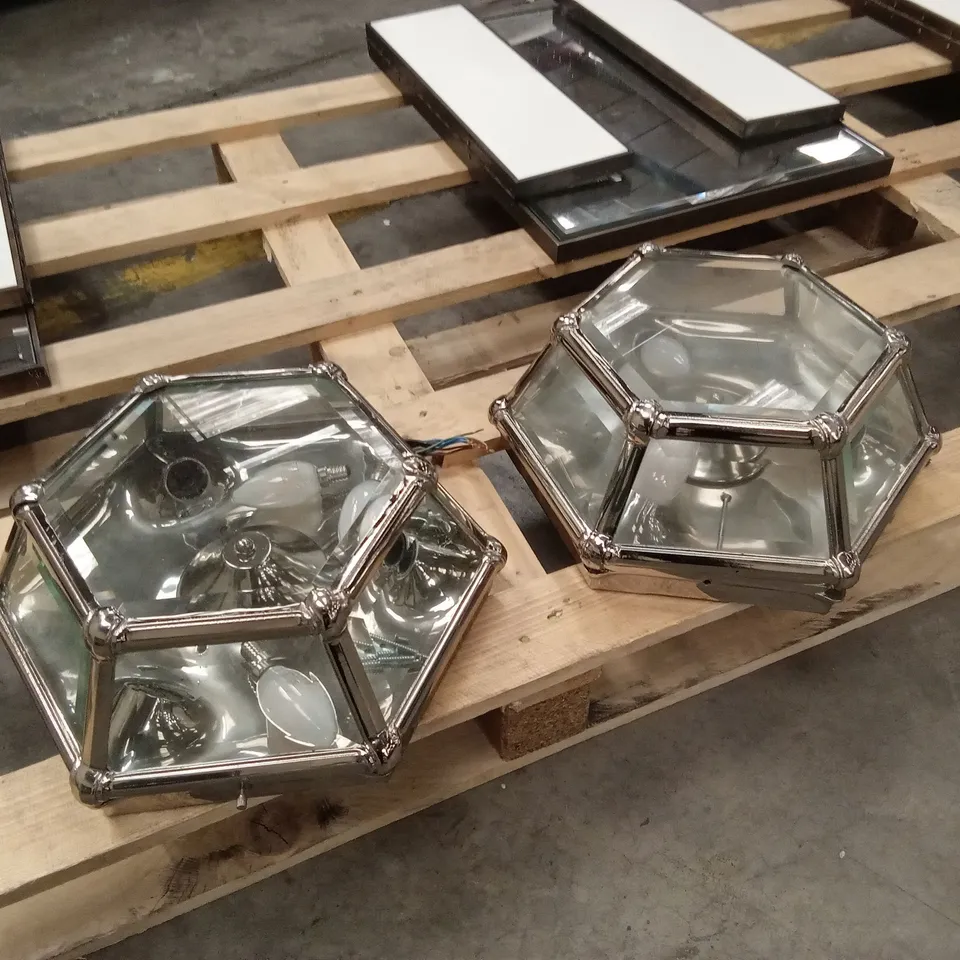 SET OF 2 QUALITY DESIGNER HEXAGON CEILING LIGHTS