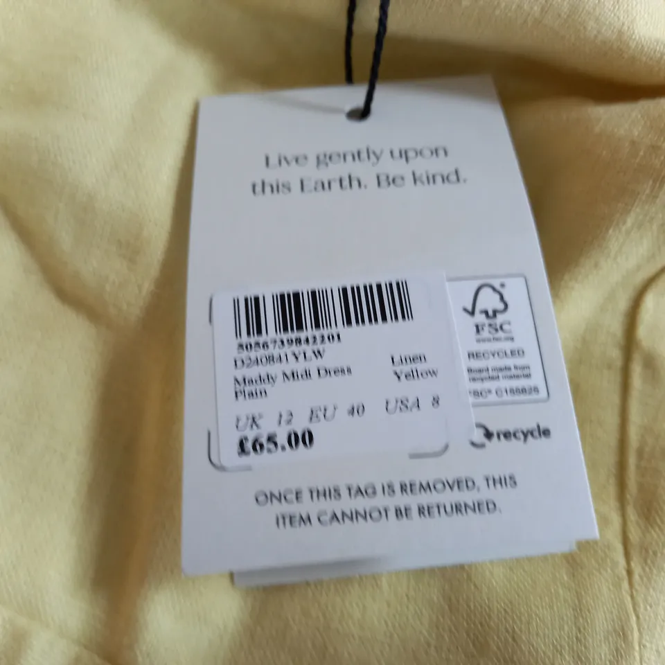 NOBODYS CHILD MADDY MIDI DRESS IN YELLOW - UK 12