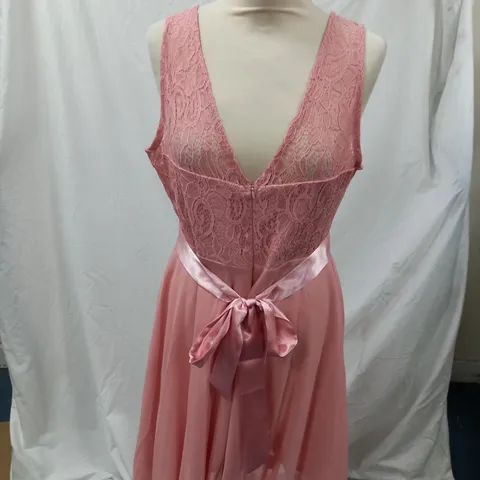 PINK BRIDESMAIDS DRESS TOP HALF EMBROIDED BOTTOM HALF SILKY