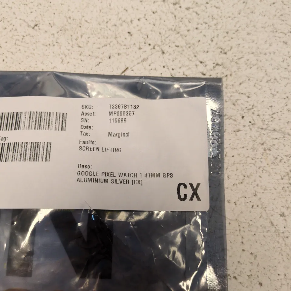 GOOGLE PIXEL WATCH 1 41MM GPS ALUMINIUM SILVER SCREEN IS LIFTING 