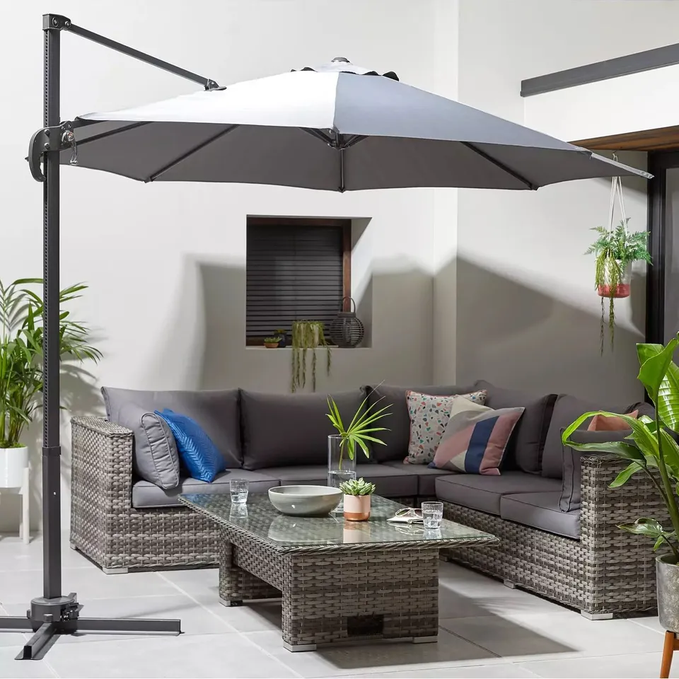 BOXED DELUXE CANTILEVER HANGING PARASOL (GREY) [COLLECTION ONLY] RRP £119.99