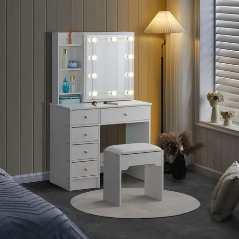 BOXED SOUMARE DRESSING TABLE WITH MIRROR - WHITE (3 BOXES)