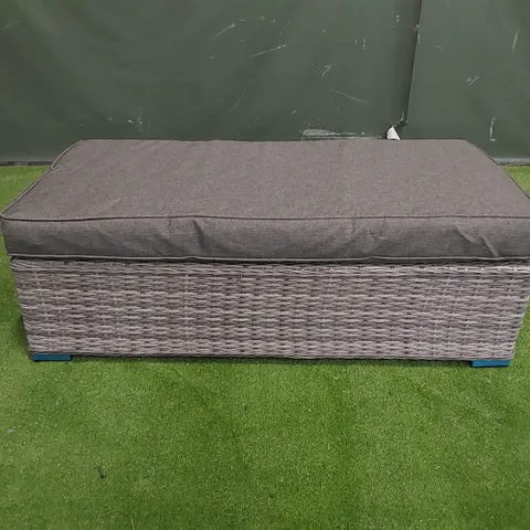 DESIGNER GREY RATTAN STOOL/BENCH WITH CUSHION