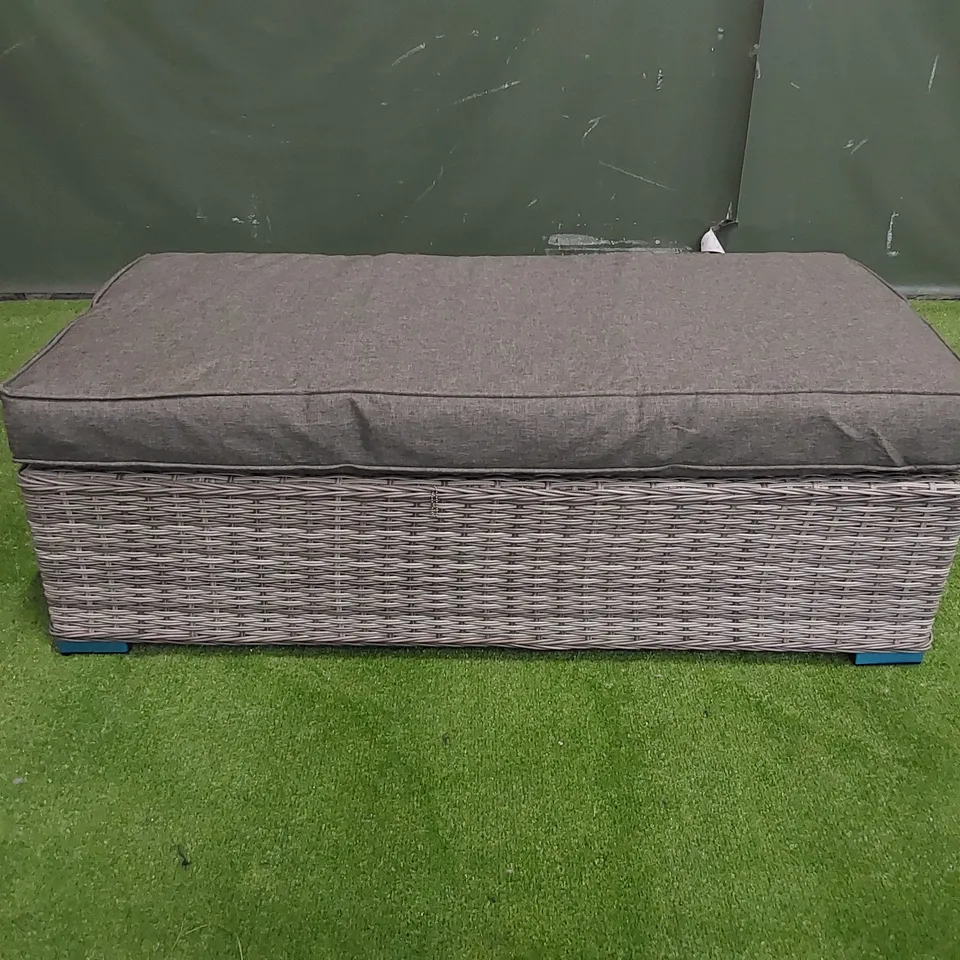 DESIGNER GREY RATTAN STOOL/BENCH WITH CUSHION