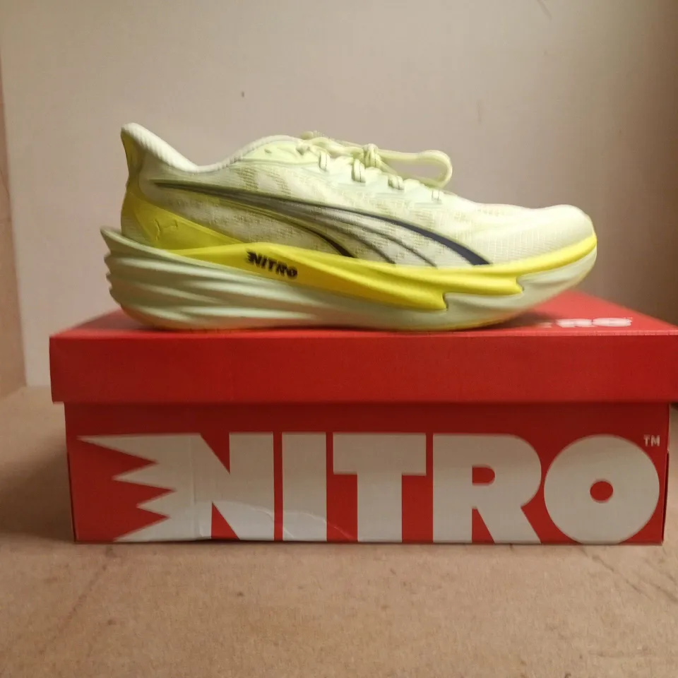 BOXED PAIR OF PUMA NITRO TRAINERS IN APPLE SPRITZ/LUX LIME SIZE UK 11
