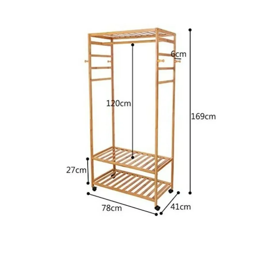 BOXED UNHO ROLLING COAT RACK WITH STORAGE
