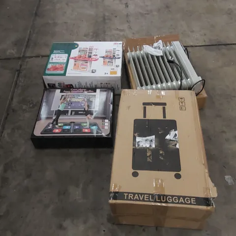 PALLET CONTAINING HOUSEHOLD AND CONSUMER PRODUCTS. INCLUDES TRAVEL LUGGAGE CASE, OIL FILLED RADIATOR, TOYS AND GAME RELATED ITEMS ETC