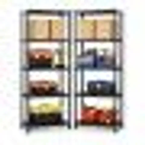 2X OYPLA 5 TIER BLACK PLASTIC HEAVY DUTY SHELVING RACKING STORAGE UNIT