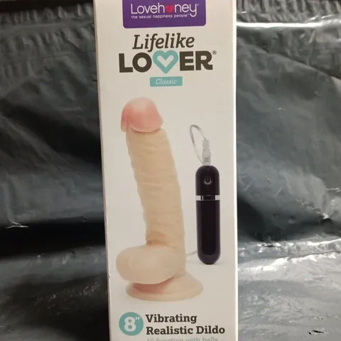 BOXED LOVEHONEY LIFELIKE LOVER CLASSIC 8-INCH VIBRATING REALISTIC DILDO