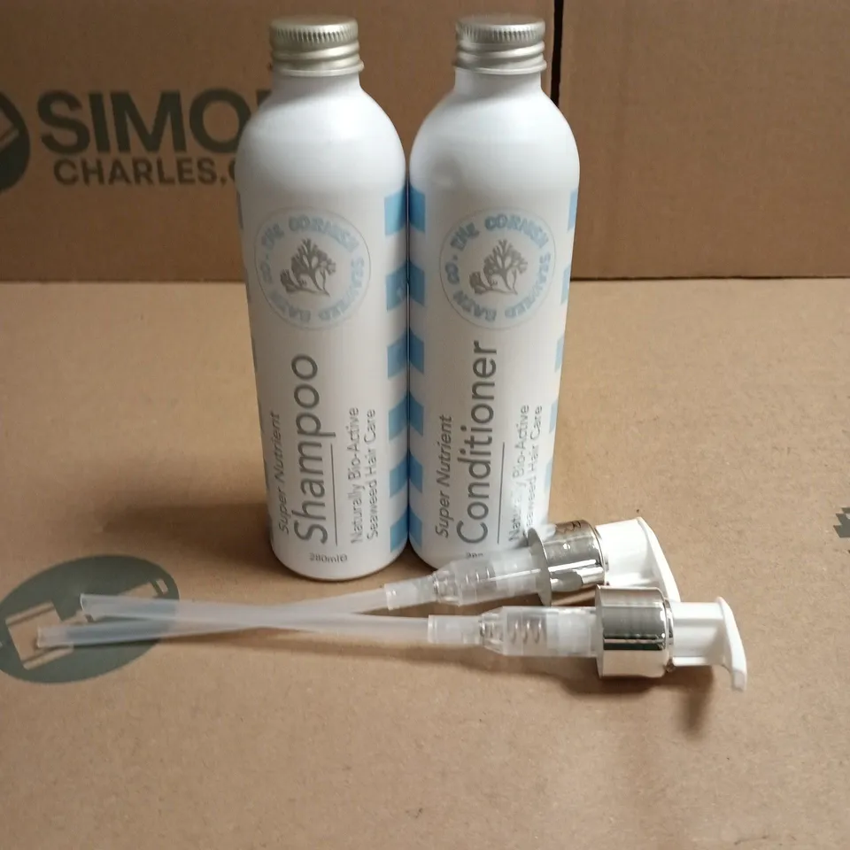 THE CORNISH SEAWEED BATH CO SUPER NUTRIENT SHAMPOO AND CONDTIONER 280ML PER BOTTLE