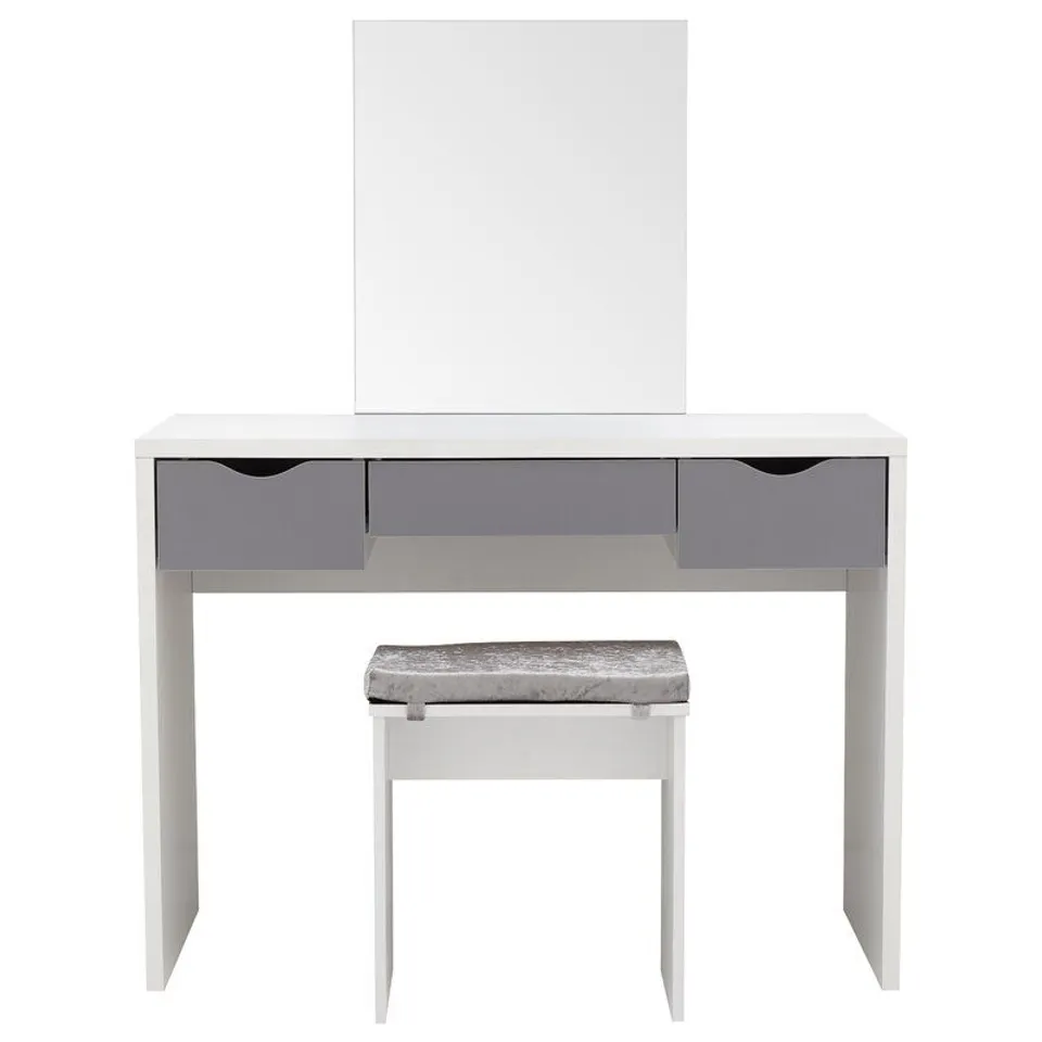 BOXED ROMANE DRESSING TABLE SET WITH MIRROR - WHITE