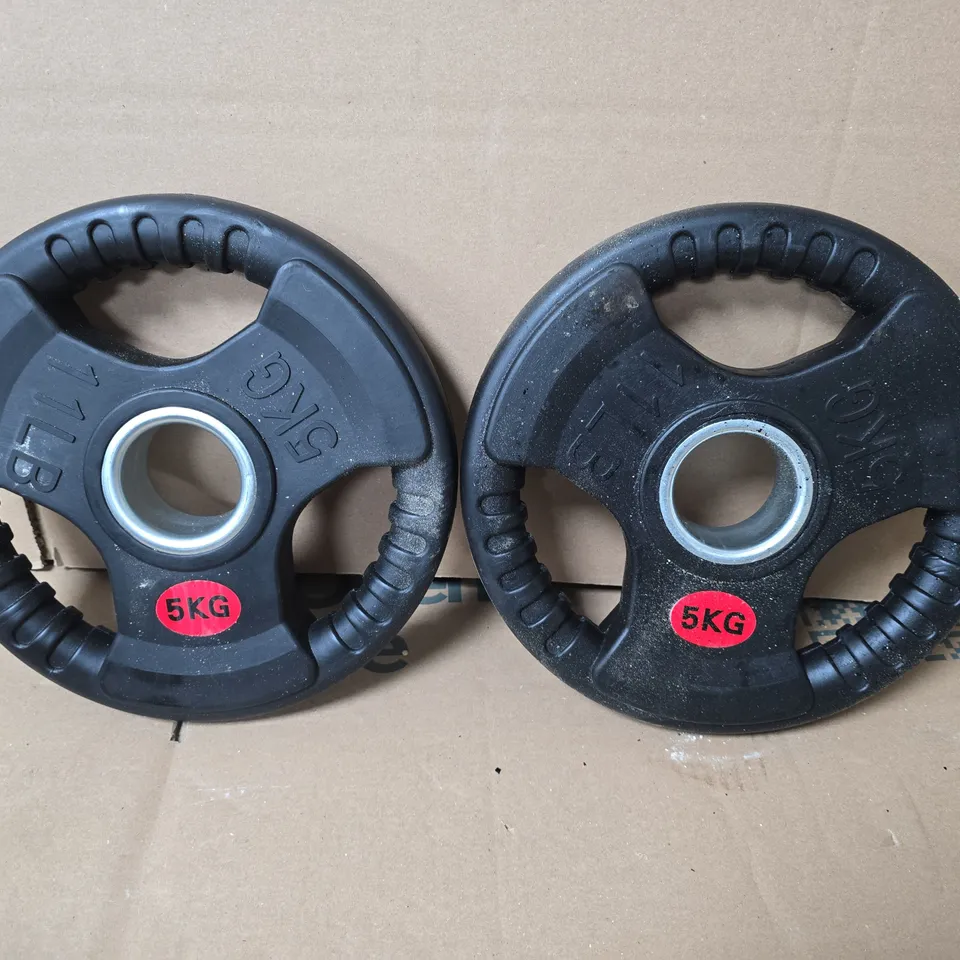 PAIR OF 5KG WEIGHT PLATES FOR BARBELL