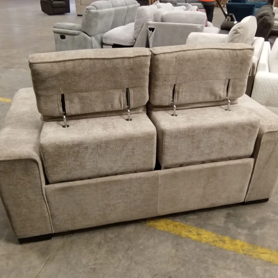 VENOSA 2 SEATER POWER RECLINER FABRIC SOFA - NATURAL RRP £1299