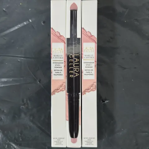 3 X BOXED LAURA GELLER MAKE IT DOUBLE EYESHADOW STICK - ROSE
